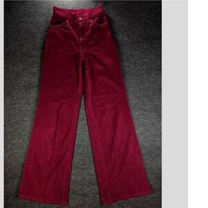 Vintage Ms. Lee Velvet Wide Leg Baggy Pants Burgundy Flared Bell Bottoms